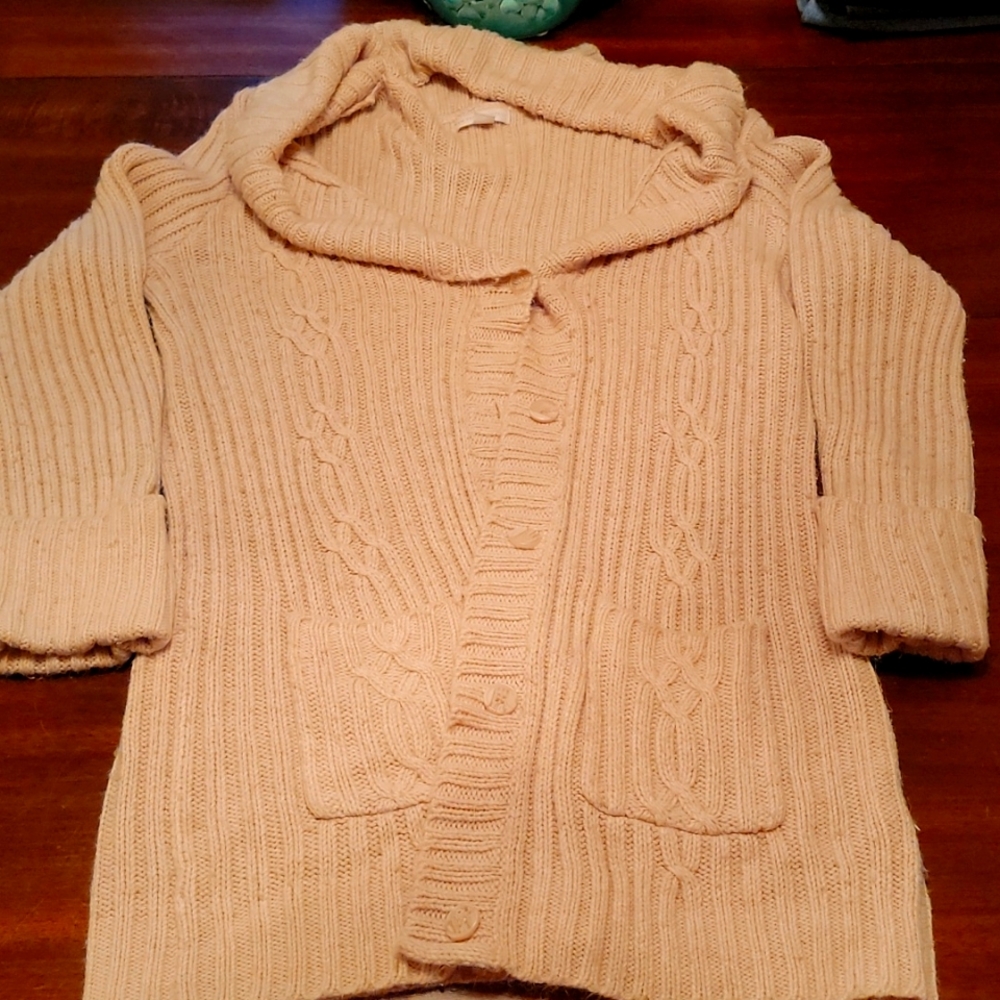 Womens Beige Ribbed Cardigan by New York & Co. Size L